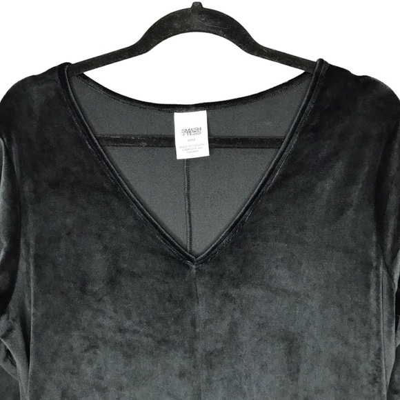 Women's Medium Smash + Tess Friday Velour Jumpsuit in Midnight Black Romper - Picture 6 of 13